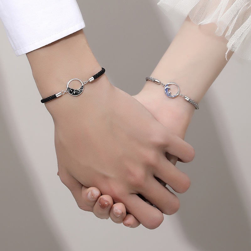Lắc tay đôi charm núi và biển chất liệu hợp kim cao cấp không gỉ Imoon Jewelry