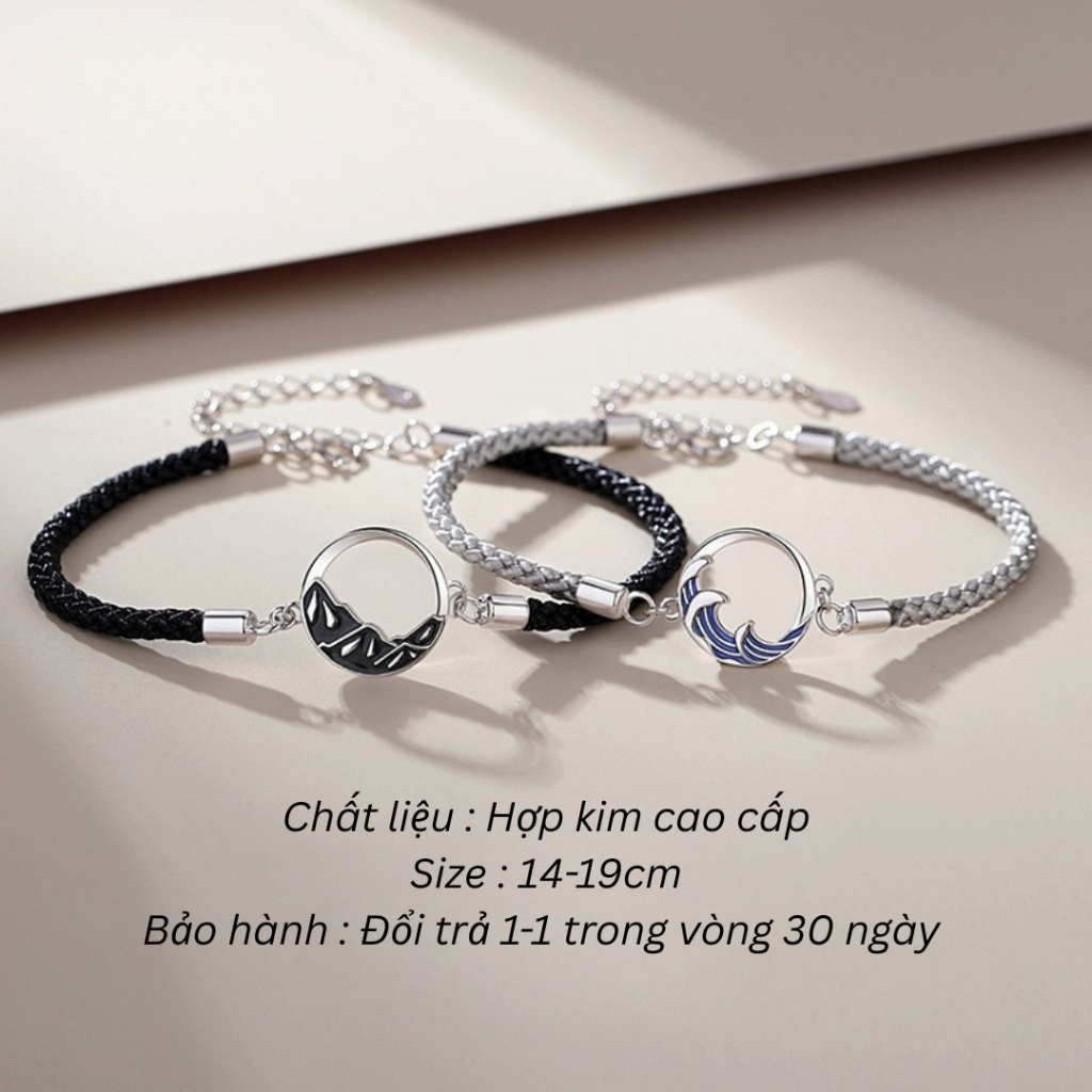 Lắc tay đôi charm núi và biển chất liệu hợp kim cao cấp không gỉ Imoon Jewelry