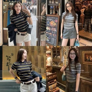 Áo len dệt kim cổ polo hoạt tiết kẻ sọc phong cách trẻ trung hottrend MT33 SP452