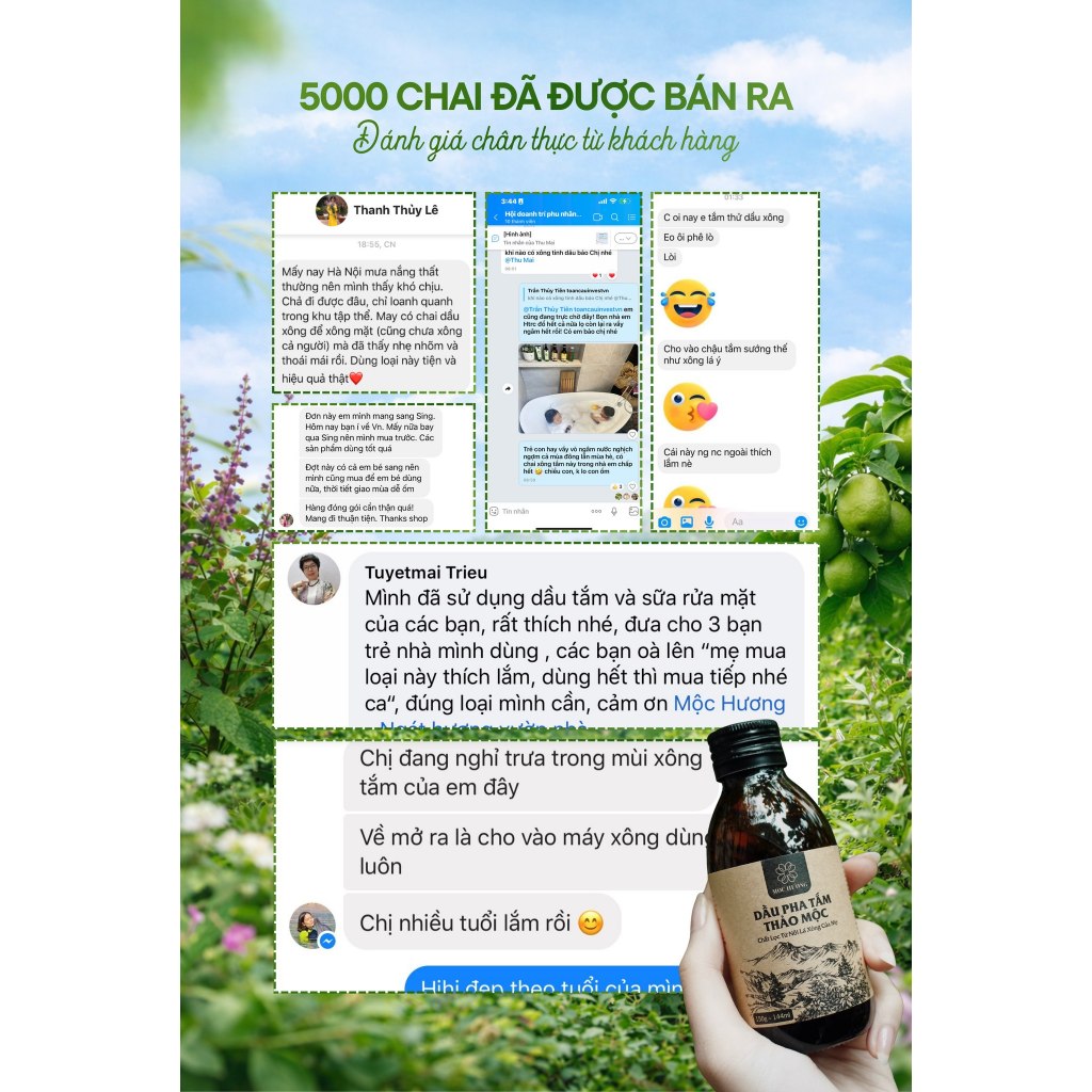 Dầu Pha Tắm Thảo Mộc Giúp Thư Giãn, Giảm Stress, Phòng Cảm Cúm