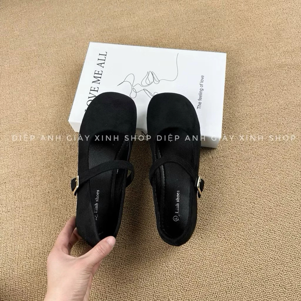 [Peinn] Giày búp bê nữ chất da lộn mềm êm chân siêu đẹp mã qv04