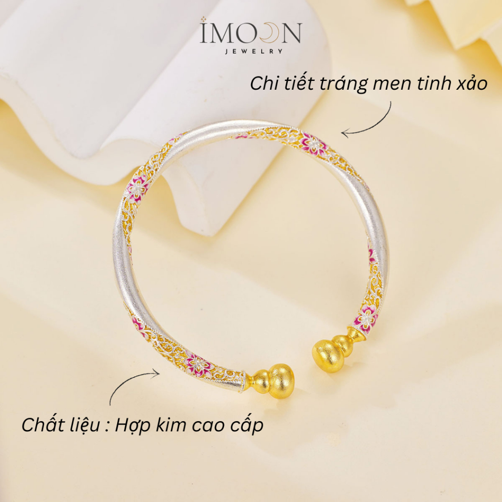 Lắc tay nữ Yên Hoa hợp kim cao cấp không gỉ, vòng tay nữ tráng men thế hệ mới Imoon Jewelry