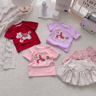 Áo hè trẻ em, Áo hè bé gái in ngựa nhiều màu 9-25kg A583 Tiểu Yến KID