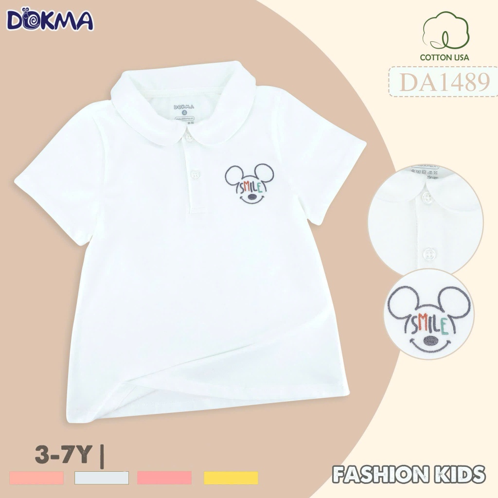 (13-22kg, 2-7Y) Áo Cộc Tay Cổ Sen, Áo Polo Cotton Bé Gái Dokma DA2180 DA2215 DA2662 DA1489