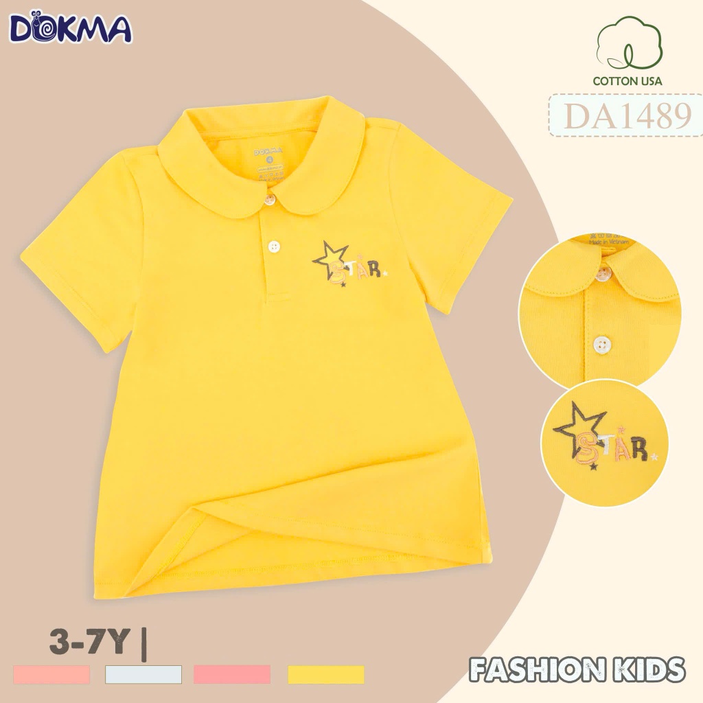 (13-22kg, 2-7Y) Áo Cộc Tay Cổ Sen, Áo Polo Cotton Bé Gái Dokma DA2180 DA2215 DA2662 DA1489