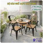 Bộ Bàn Ghế Ban Công Phong Cách Hàn Quốc Bằng Khung Thép, Bàn Ghế Ngoài Trời Xoay Nâng Hạ Chiều Cao Thông Minh Hiện Đại — ảnh 1