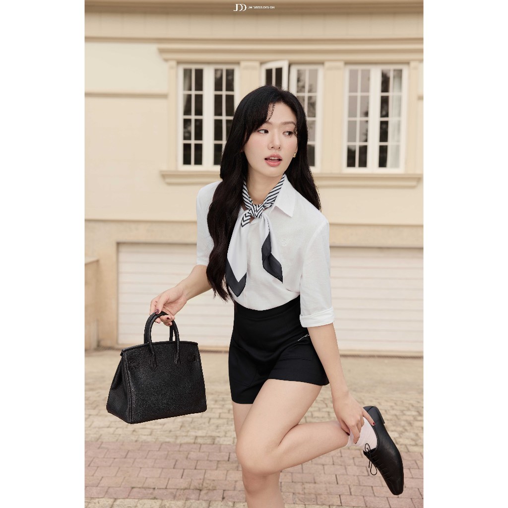 Áo Sơ Mi Linen Dáng Suông Vừa 2S02.2602. Áo Sơ Mi Trắng Nữ Thanh Lịch Form Suông Tiểu Thư Công Sở Cao Cấp Thiêt Kế By JM