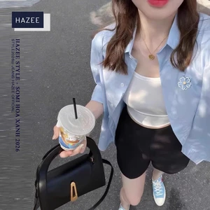 Áo Sơ Mi Nữ HAZEE màu Pastel Cài Hoa Nhí – Áo khoác ngoài nhẹ 2026 | Mix Đồ Dạo Phố, Đi Học, Đi Làm