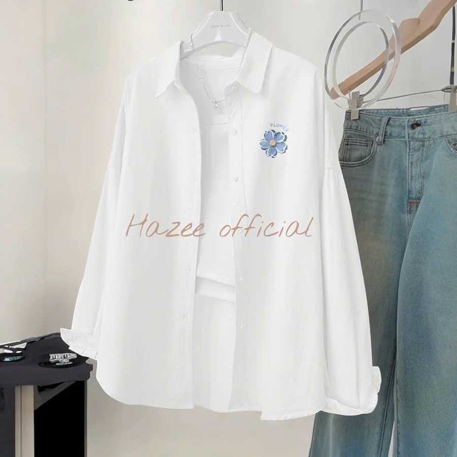 Áo Sơ Mi Nữ HAZEE màu Pastel Cài Hoa Nhí – Áo khoác ngoài nhẹ 2026 | Mix Đồ Dạo Phố, Đi Học, Đi Làm