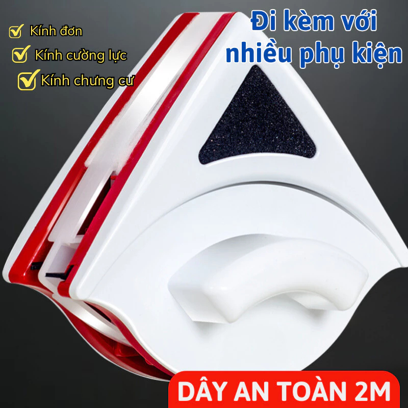 Lau Kính 2 Mặt Nam Châm Thông Minh - Làm sạch cửa kiếng hai mặt nhà cao tầng chung cư - Nút điều chỉnh lực hút