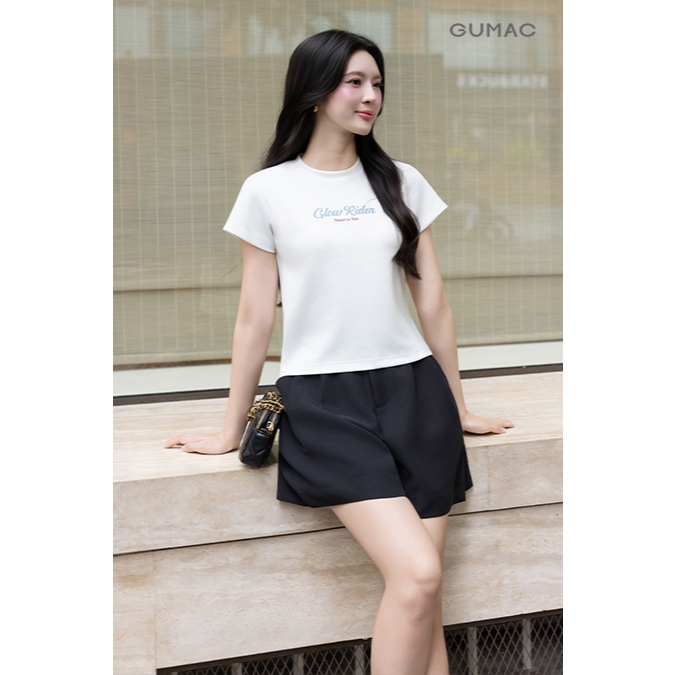 Quần Short Nữ GUMAC Form Rộng Xếp Li Lưng Liền Có Túi Xéo Chất Cotton Silk 1 Lớp Thoáng Mát QG03029