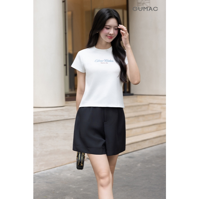 Quần Short Nữ GUMAC Form Rộng Xếp Li Lưng Liền Có Túi Xéo Chất Cotton Silk 1 Lớp Thoáng Mát QG03029