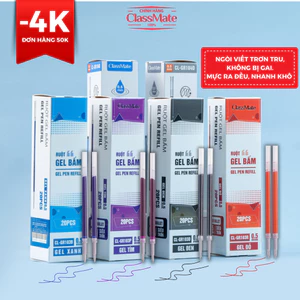 Combo 10 20 Ruột Bút Gel Bấm, Ngòi Bút Gel 0.5mm CLASSMATE Mực Xanh Đen Tím Nhanh Khô, Ngòi Viết Trơn Không Gai
