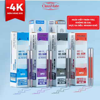 Combo 10 20 Ruột Bút Gel Bấm, Ngòi Bút Gel 0.5mm CLASSMATE Mực Xanh Đen Tím Nhanh Khô, Ngòi Viết Trơn Không Gai