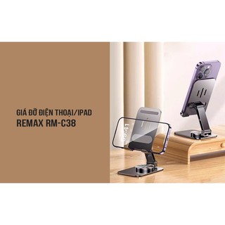 Giá đỡ điện thoại để bàn Remax RM-C38 Xoay 360 độ, Chất liệu hợp kim