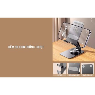 Giá đỡ điện thoại để bàn Remax RM-C38 Xoay 360 độ, Chất liệu hợp kim
