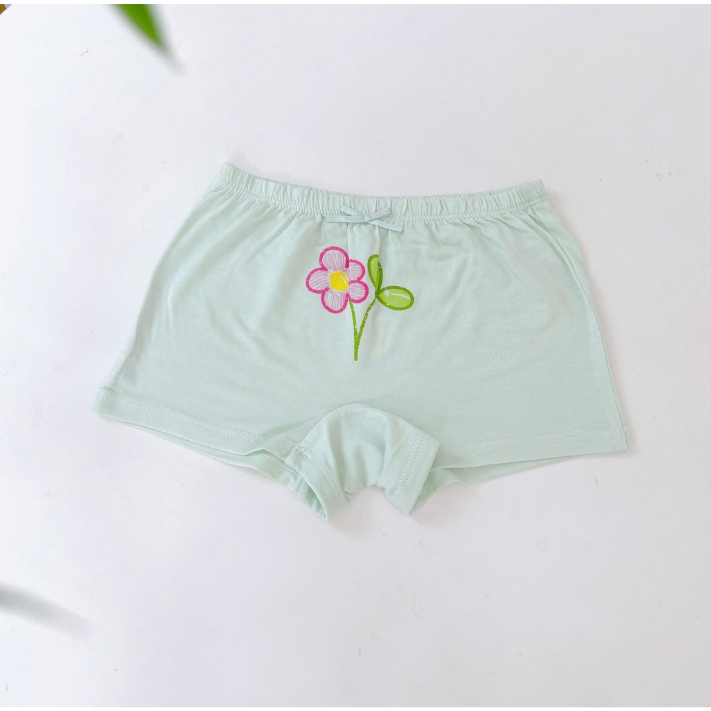 Quần mặc váy bé gái 95% Modal sợi Sồi Lá Homewear A392, combo 3 quần chip trẻ em gái hoa nhí