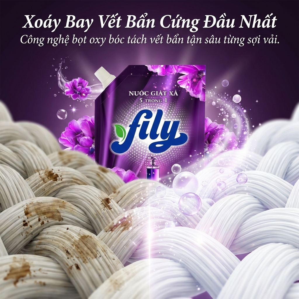 Nước Giặt Xả Hương Nước Hoa Tự Nhiên Dịu Nhẹ Fily Túi Nước Giặt Xả Tẩy Sạch Vết Bẩn Lưu Hương 72H