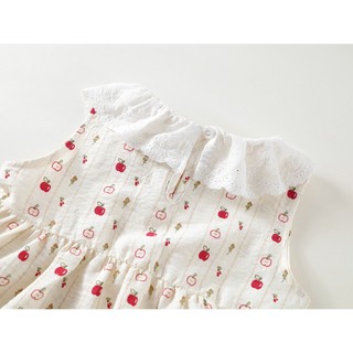 Đồ Bộ Bé Gái, Sét Bộ Bé Gái Thiết Kế Áo Cổ Bèo Kèm Quần Ống Suông Họa Tiết Cherry Chất Liệu Cotton