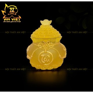 Hũ Đựng Muối Gạo Nước Lưu Ly Mờ - Bộ Đại Bi Tài Lộc - Cao 8cm - Màu Vàng