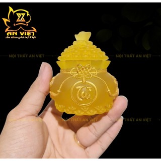 Hũ Đựng Muối Gạo Nước Lưu Ly Mờ - Bộ Đại Bi Tài Lộc - Cao 8cm - Màu Vàng