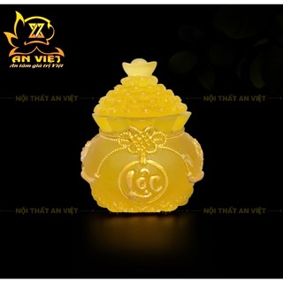 Hũ Đựng Muối Gạo Nước Lưu Ly Mờ - Bộ Đại Bi Tài Lộc - Cao 8cm - Màu Vàng