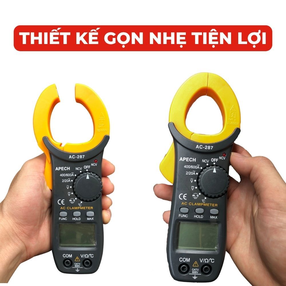 [ĐO AC/DC] Đồng Hồ Ampe Kìm Vạn Năng APECH AC-287 Nhỏ Gọn Chống Cháy Đo Nhầm Thang Đo