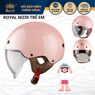 Mũ bảo hiểm trẻ em Royal M239 có kính âm phù hợp cho bé trai gái vòng dầu từ 48-52cm, Bh 12 tháng