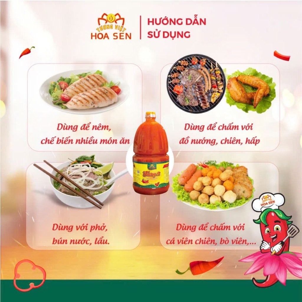 Tương Ớt Bình Pet 2kg, đậm đà bắt vị  - Tương Việt Hoa Sen
