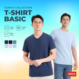 Áo phông nam CANIFA chất liệu cotton co giãn form regular cổ tròn PS26 8TS26A001