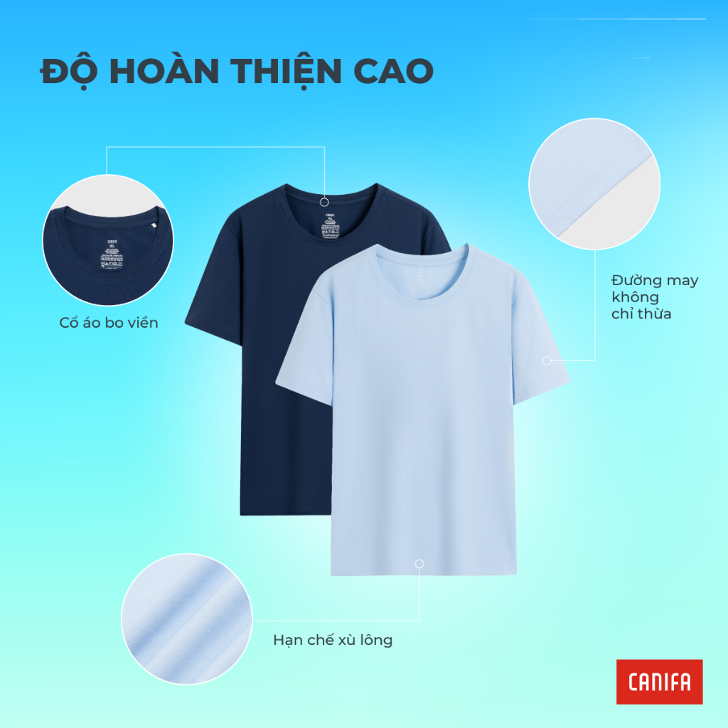 Áo phông nam CANIFA chất liệu cotton co giãn form regular cổ tròn PS26 8TS26A001