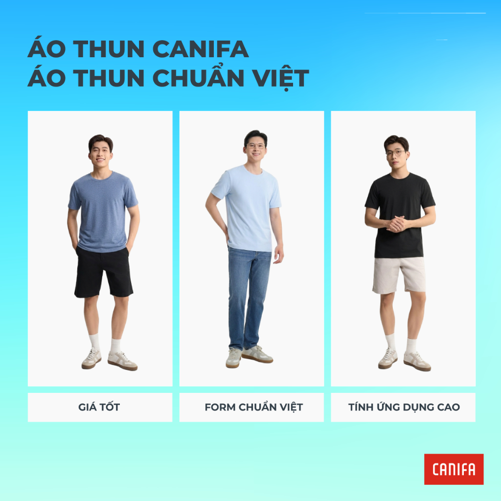 Áo phông nam CANIFA chất liệu cotton co giãn form regular cổ tròn PS26 8TS26A001
