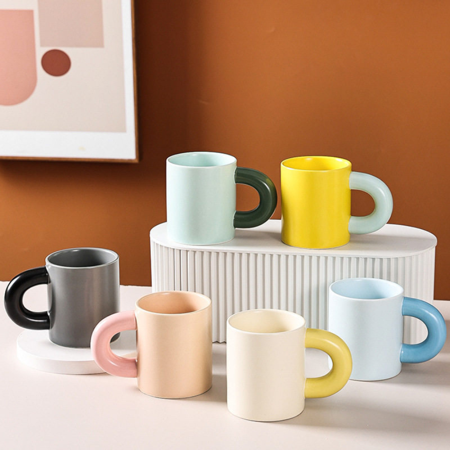 [Ngẫu Nhiên] Cốc Sứ Có Quai Kèm Sticker ,Ly Sứ Dày Dặn, Uống Nước, Uống Sữa, Cafe Siu Xinh CSU018