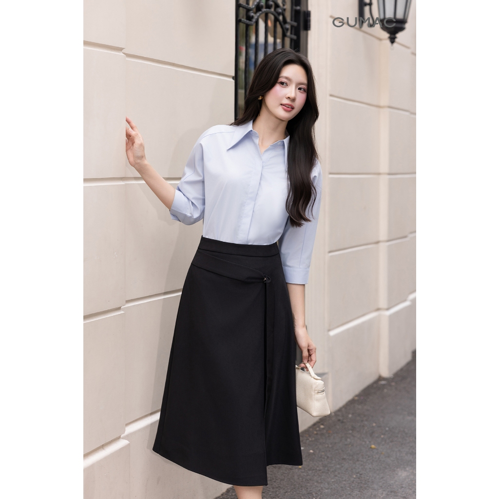 Áo Sơ Mi Nữ GUMAC Form Suông Chất Liệu Kate Sợi Tre Ít Nhăn Cao Cấp AG03007