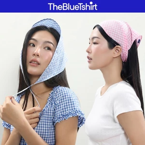 TheBlueTshirt - Khăn trùm đầu hình tam giác phụ kiện sọc caro có 2 dây cột cho nữ - Aura Gingham Bandana