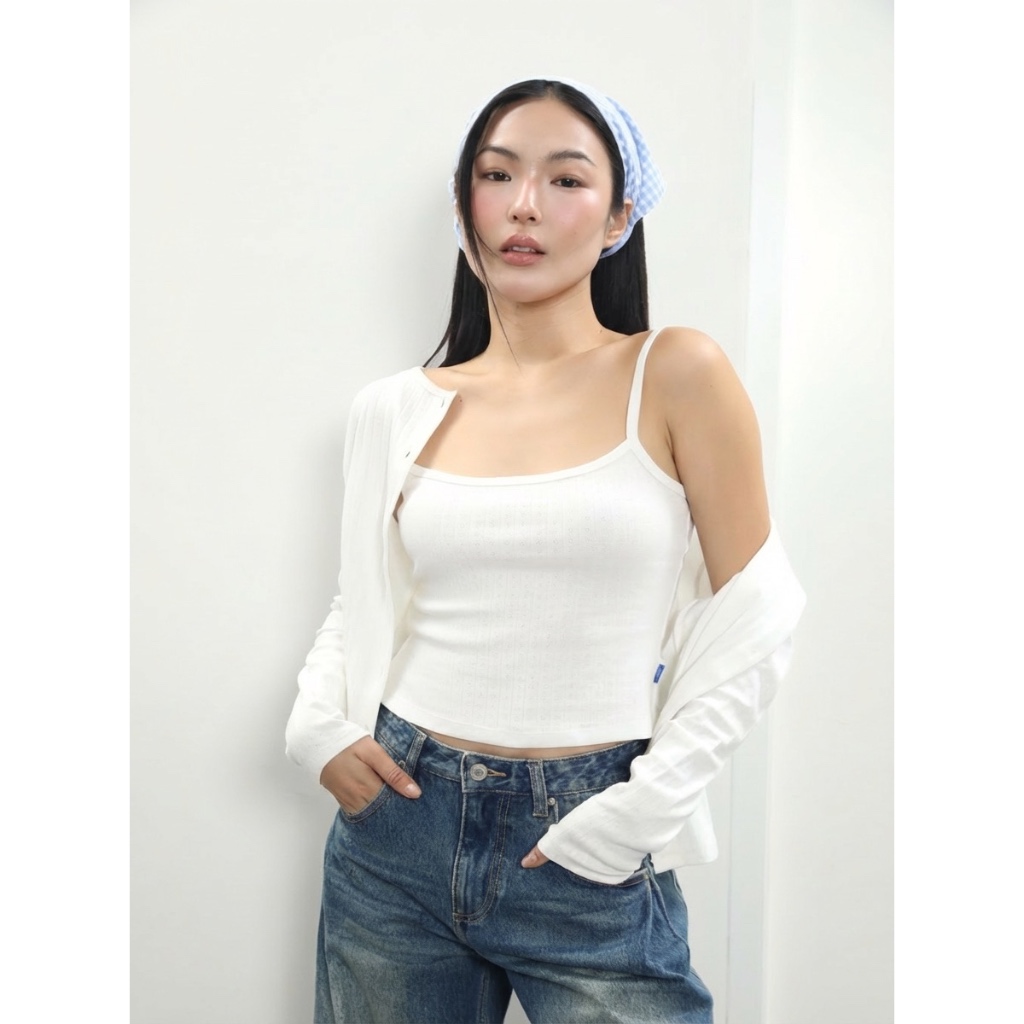 TheBlueTshirt - Khăn trùm đầu hình tam giác phụ kiện sọc caro có 2 dây cột cho nữ - Aura Gingham Bandana