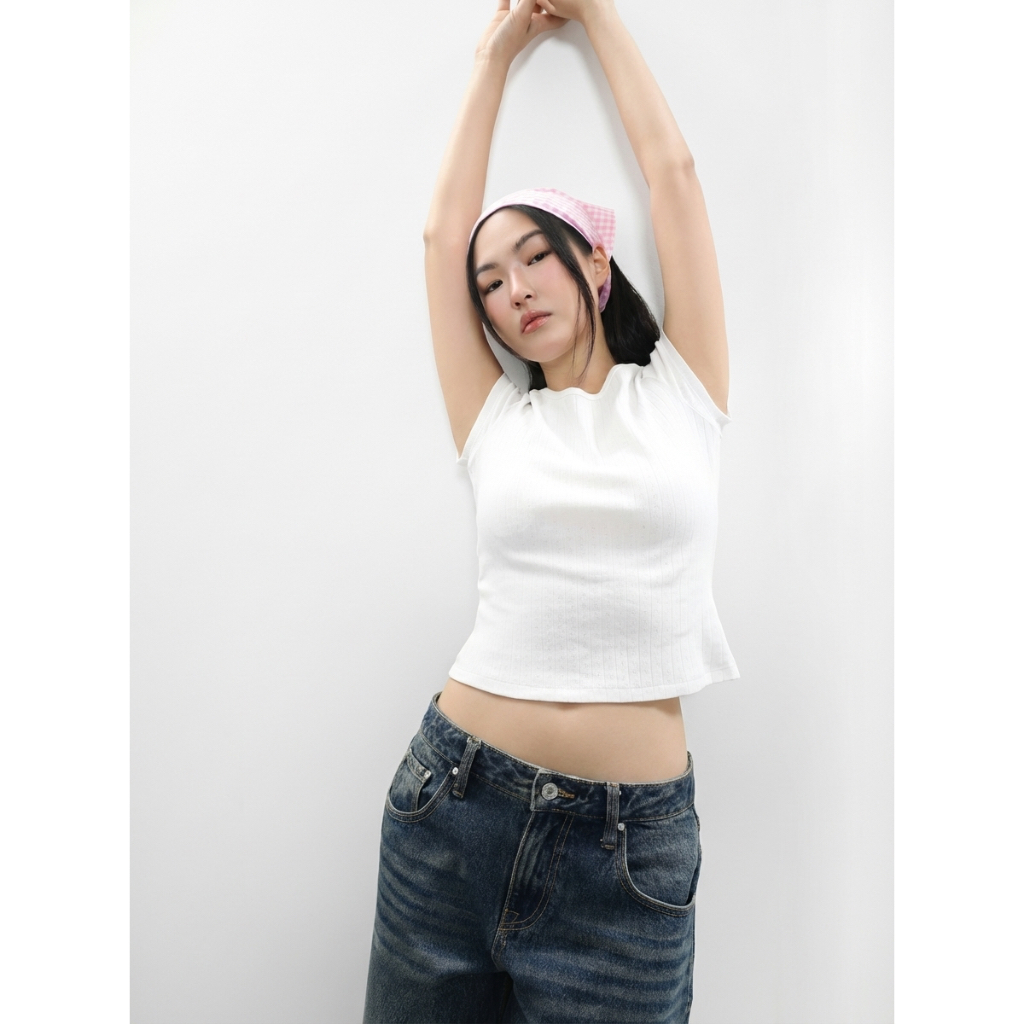 TheBlueTshirt - Khăn trùm đầu hình tam giác phụ kiện sọc caro có 2 dây cột cho nữ - Aura Gingham Bandana