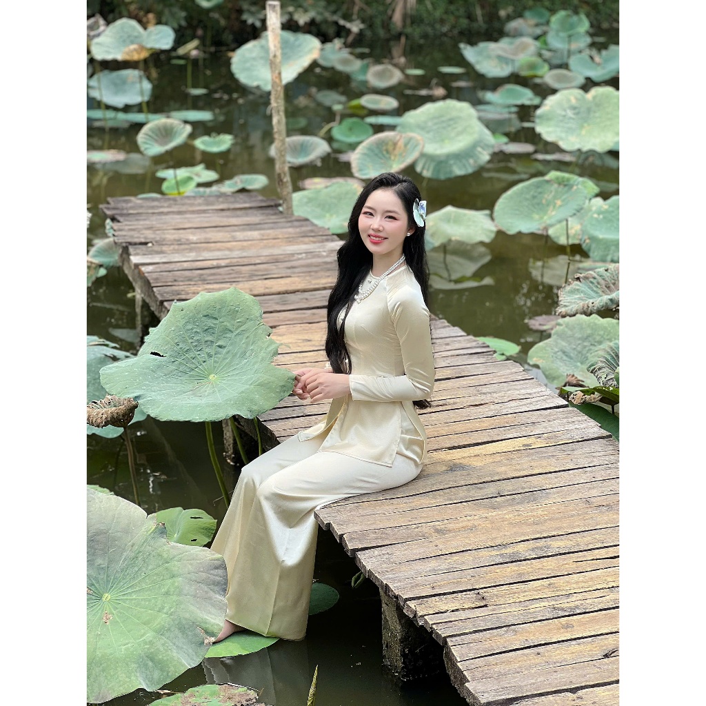 Hân Nguyễn Áo Bà Ba - B.A180 - Bộ Bà Ba Lụa Valentinoo Châu Sa Cao Cấp Cổ Tròn Nút Nụ Dây Kéo ( Quần CÙNG CHẤT )