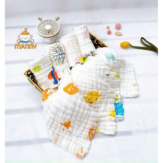 Sét 5 khăn sữa nhăn Manny 6 lớp hàng chính hãng cao cấp