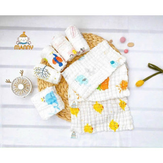 Sét 5 khăn sữa nhăn Manny 6 lớp hàng chính hãng cao cấp