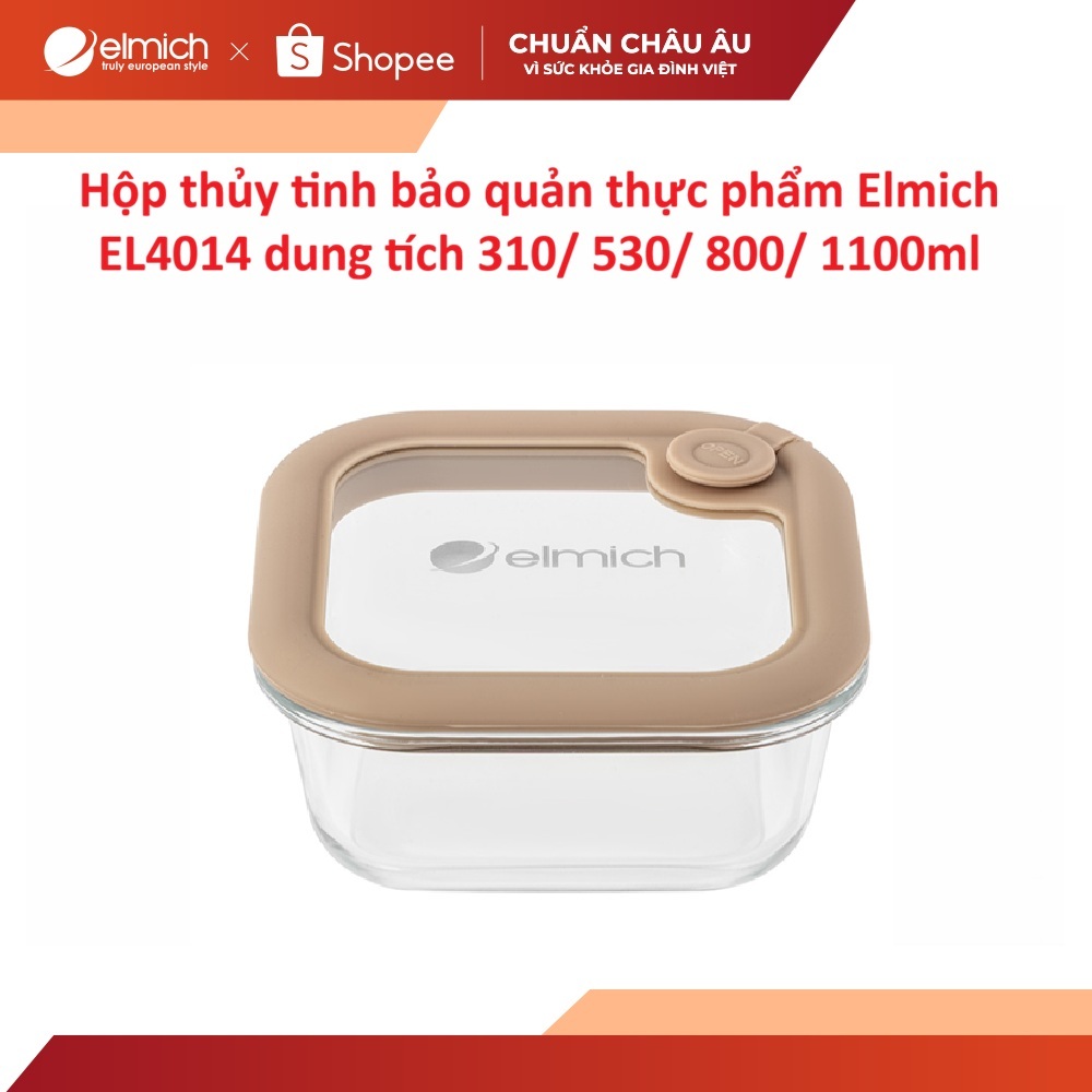 Hộp thủy tinh bảo quản thực phẩm Elmich EL4014 dung tích 310/ 530/ 800/ 1100ml