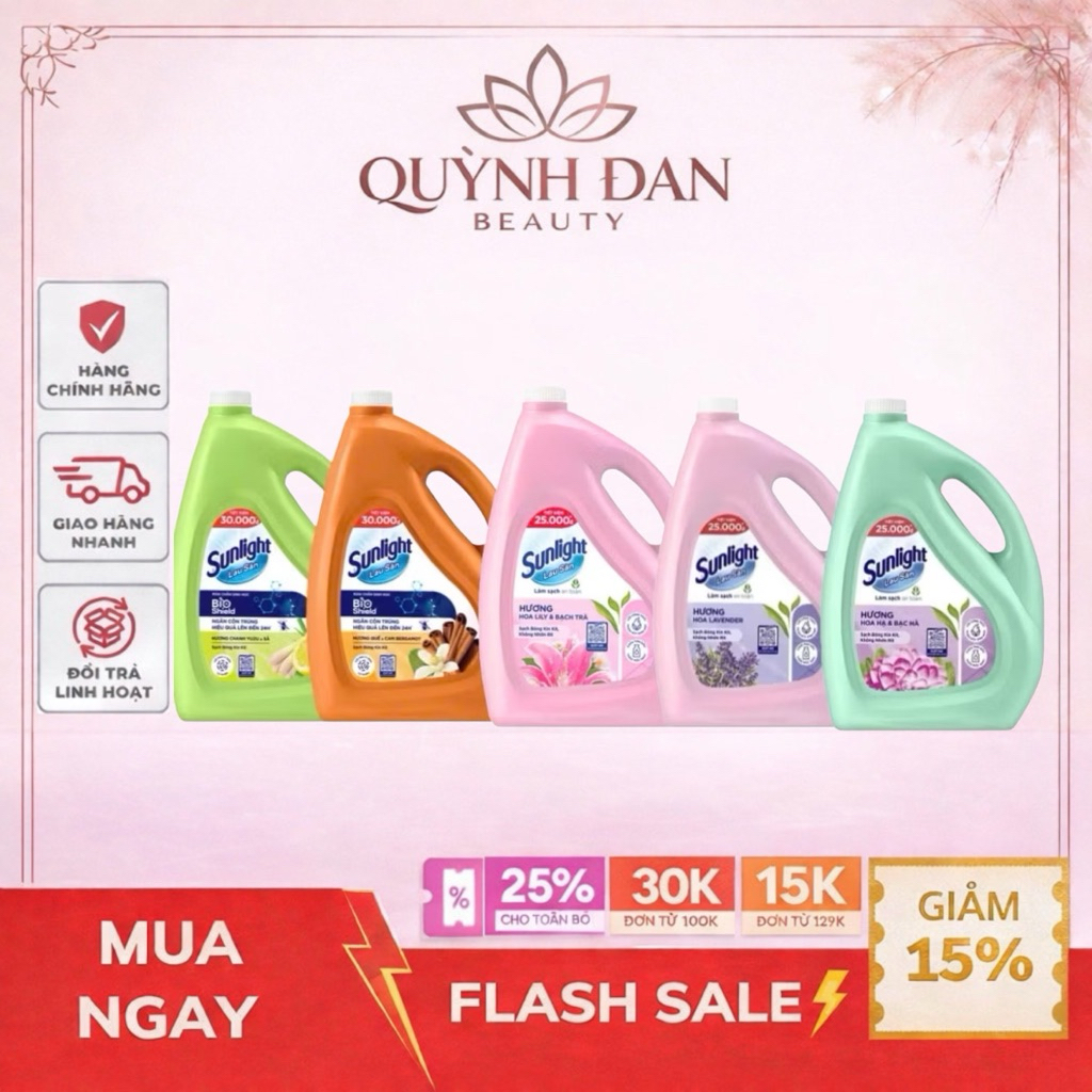 Nước lau sàn can Sunlight Ngăn côn trùng hiệu quả Chai 3,6 KG