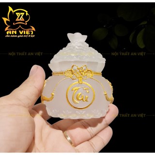 Hũ Đựng Muối Gạo Nước Lưu Ly Mờ - Bộ Đại Bi Tài Lộc - Cao 8cm - Màu Trắng