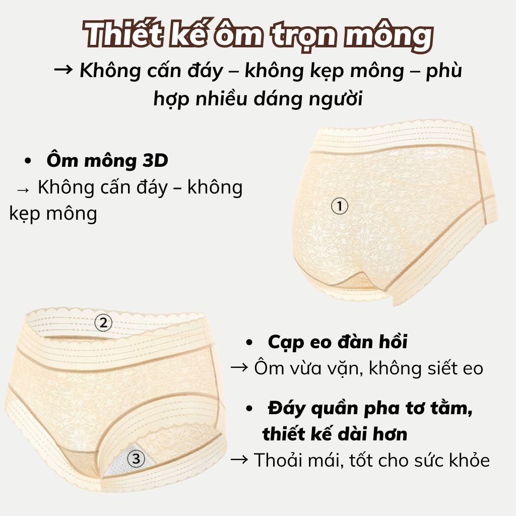 Quần lót nữ su lụa mỏng nhẹ mềm mại thoáng mát vân hoa xinh xắn cạp vừa tôn dáng sexy LANIXA L5620