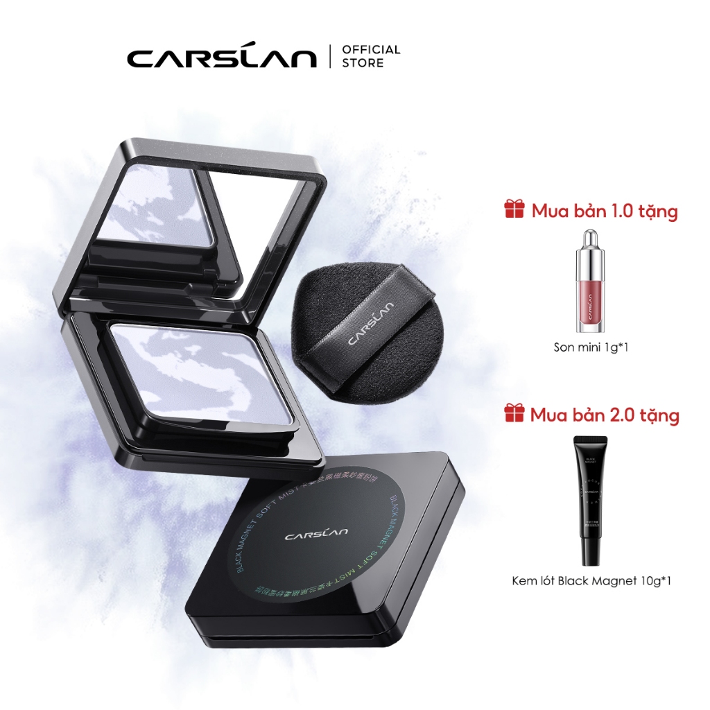 Phấn nén kiềm dầu, mỏng nhẹ, khóa nền lâu trôi phù hợp cho mọi loại da 24H Carslan Soft Mist 1.0 và 2.0 8g