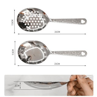 (Giá khuyến mãi)Thìa Múc Cơm Vá Canh Muỗng Mukbang Bản Lớn Cán Nhám Inox 304 Dày Xịn Có Lỗ Treo