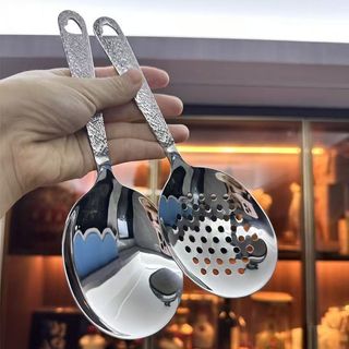 (Giá khuyến mãi)Thìa Múc Cơm Vá Canh Muỗng Mukbang Bản Lớn Cán Nhám Inox 304 Dày Xịn Có Lỗ Treo