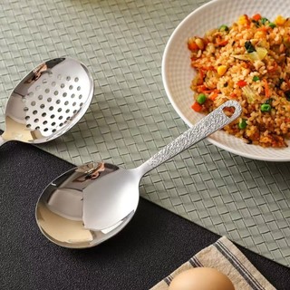 (Giá khuyến mãi)Thìa Múc Cơm Vá Canh Muỗng Mukbang Bản Lớn Cán Nhám Inox 304 Dày Xịn Có Lỗ Treo