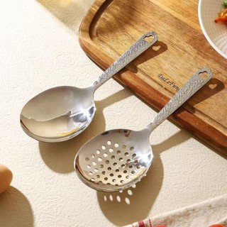 (Giá khuyến mãi)Thìa Múc Cơm Vá Canh Muỗng Mukbang Bản Lớn Cán Nhám Inox 304 Dày Xịn Có Lỗ Treo