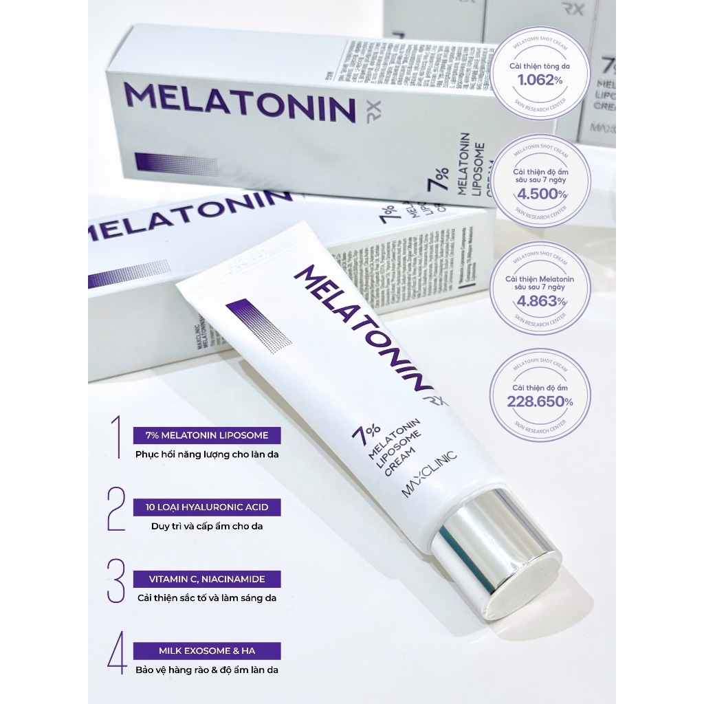 Kem Dưỡng Hỗ Trợ Trẻ Hóa Da Maxclinic 7% Melatonin Liposome Cream RX 50ml - ÚT STORE